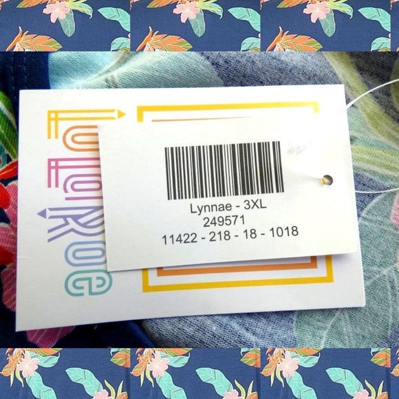 NWT LulaRoe Blue Floral Print Lynnae Top 3XL - Picture 8 of 9